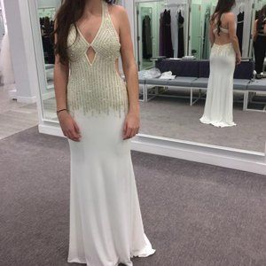 White beaded prom dress